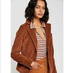 Anthropologie Free People suede caramel blazer